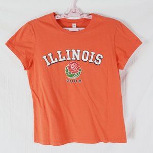 Rose bowl 2008 Illinois Fighting Illini Adult T-shirt Size Large Orange Print